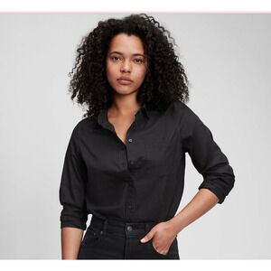 GAP Women’s Perfect Shirt XXL Black 80s Superfine Poplin Long Sleeve NWT Cotton